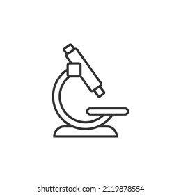 Microscope icon in flat style. Laboratory magnifier vector illustration on isolated background. Biology instrument sign business concept.