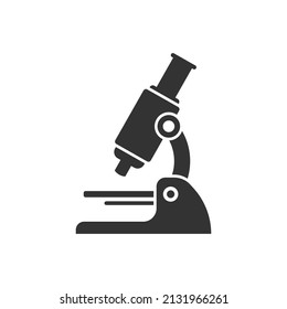 Mikroskop-Symbol im flachen Stil. Laboratory Lupe, Vektorgrafik auf isoliertem Hintergrund. Biologie-Instrument signiert Geschäftskonzept.