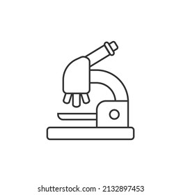 Microscope icon in flat style. Laboratory magnifier vector illustration on isolated background. Biology instrument sign business concept.