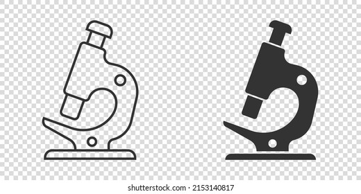 Mikroskop-Symbol im flachen Stil. Laboratory Lupe, Vektorgrafik auf isoliertem Hintergrund. Biologie-Instrument signiert Geschäftskonzept.