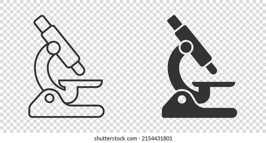 Microscope icon in flat style. Laboratory magnifier vector illustration on isolated background. Biology instrument sign business concept.