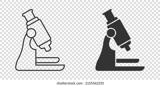 Microscope icon in flat style. Laboratory magnifier vector illustration on isolated background. Biology instrument sign business concept.