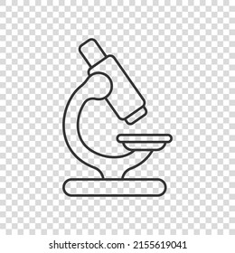 Microscope icon in flat style. Laboratory magnifier vector illustration on isolated background. Biology instrument sign business concept.