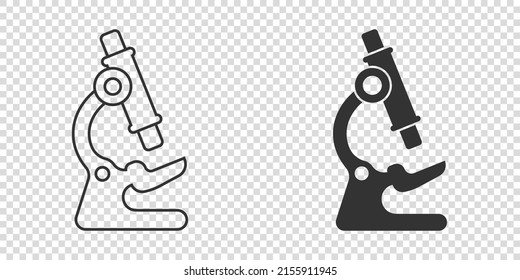 Mikroskop-Symbol im flachen Stil. Laboratory Lupe, Vektorgrafik auf isoliertem Hintergrund. Biologie-Instrument signiert Geschäftskonzept.