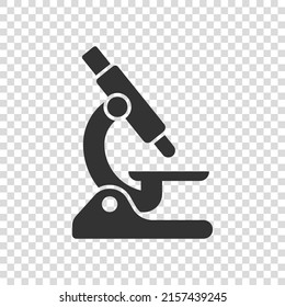 Microscope icon in flat style. Laboratory magnifier vector illustration on isolated background. Biology instrument sign business concept.