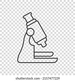 Microscope icon in flat style. Laboratory magnifier vector illustration on isolated background. Biology instrument sign business concept.