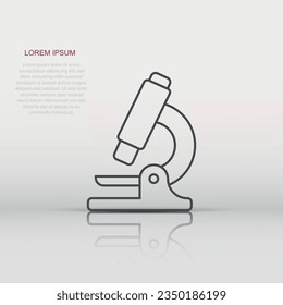 Microscope icon in flat style. Laboratory magnifier vector illustration on isolated background. Biology instrument sign business concept.