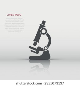 Microscope icon in flat style. Laboratory magnifier vector illustration on isolated background. Biology instrument sign business concept.