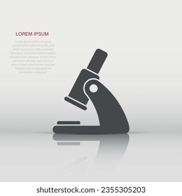 Microscope icon in flat style. Laboratory magnifier vector illustration on isolated background. Biology instrument sign business concept.