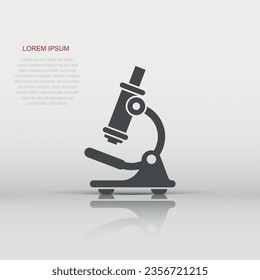 Microscope icon in flat style. Laboratory magnifier vector illustration on isolated background. Biology instrument sign business concept.