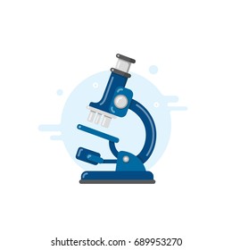 Microscope icon in flat style. Vector illustration of school microscope.