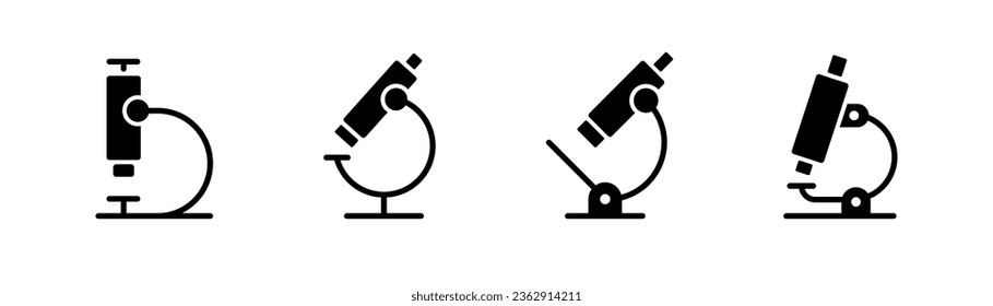 Microscope icon in glyph. Lab microscope icons set. Laboratory tool in glyph. Black microscope icon. Stock vector illustration