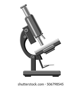 Microscope icon. Gray monochrome illustration of microscope vector icon for web