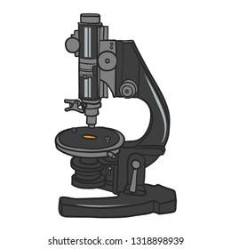 Microscope icon. Hand drawn color illustration of microscope vector icon for web design. Science elements. Isoleted on white background