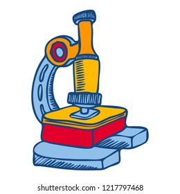 Microscope icon. Hand drawn illustration of microscope vector icon for web design