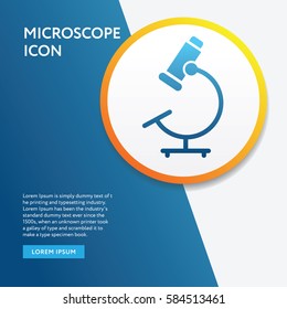 Microscope Icon. Info Board Medical Graphic Vector on Blue Background