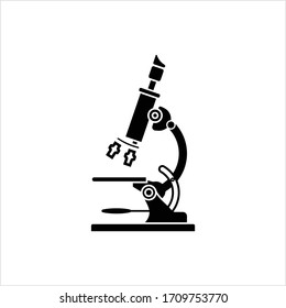 Microscope Icon, Laboratory Magnification Instrument Vector Art Illustration