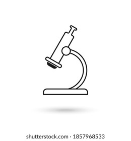 Microscope Icon, Laboratory Magnification Instrument Vector, Flat Line Design Illustration