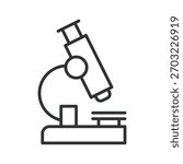 Microscope icon in line design. laboratory microscope, scientific research on white background vector. Microscope editable stroke icon