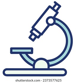 Icono del microscopio. Versión de color de línea, glifo y contorno relleno, contorno y signo vectorial relleno