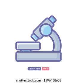 microscope icon in lineal color style. Vector logo design template. Modern design icon, symbol, logo and illustration. Vector graphics illustration and editable stroke. Isolated on white background.