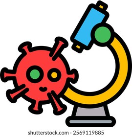 Microscope Icon Lineal Color Vector Illustration