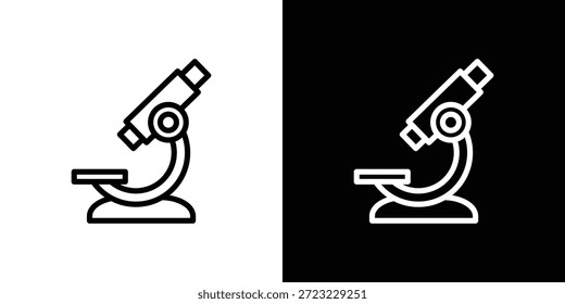 Microscope icon logo concept in strokes