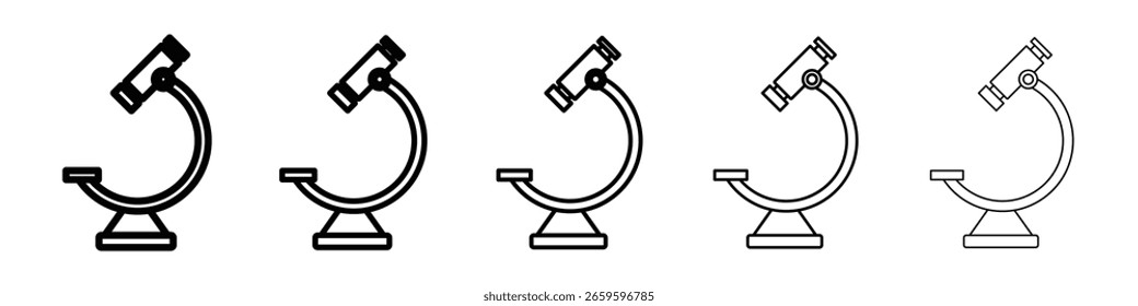Ícone de microscópio ou estilo preto de contorno de ilustração de logotipo