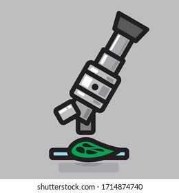 Microscope icon, microbiology research concept. Vector