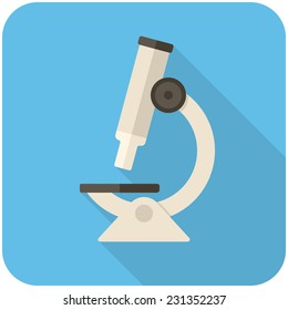 Microscope icon, modern flat icon with long shadow