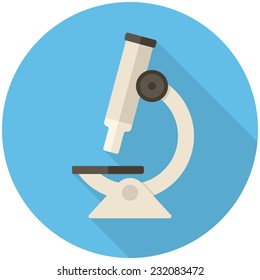 Microscope icon, modern flat icon with long shadow