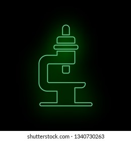 Microscope, icon, neon .Biotechnology and Science, Chemical laboratory. Can be  used for infographic and presendation - Vector icon