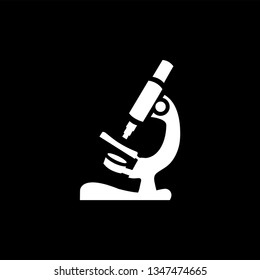 Microscope Icon On Black Background. Black Flat Style Vector Illustration.