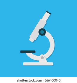 Microscope icon on a blue background
