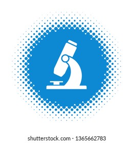 Microscope icon on halftone round shape. Vector illustration