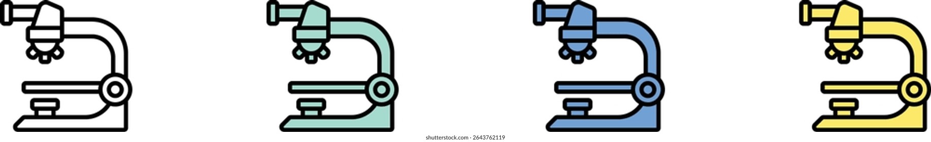 microscope icon. Outline, Green, Blue and Yellow Style Design Isolated On White Background