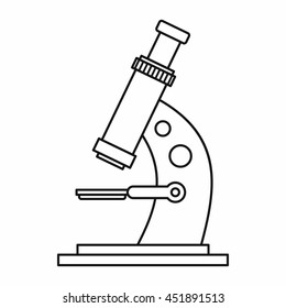 Microscope icon in outline style isolated vector illustration