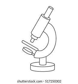 Microscope icon in outline style isolated on white background. Medicine and hospital symbol stock vector illustration.