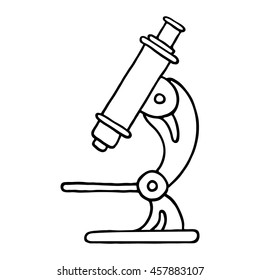 Microscope icon. Outlined on white background.