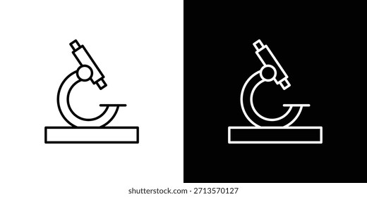 Pictograma de icono de microscopio sobre fondo blanco.
