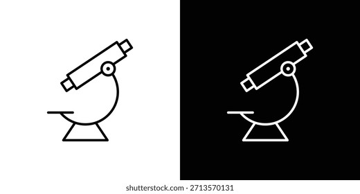 Pictograma de icono de microscopio sobre fondo blanco.