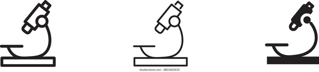 Microscope icon for science, research, lab, hospital. Vector line