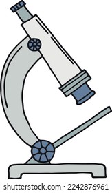 Mikroskop-Symbol. Wissenschaftssymbol. Laborfarbdoodle