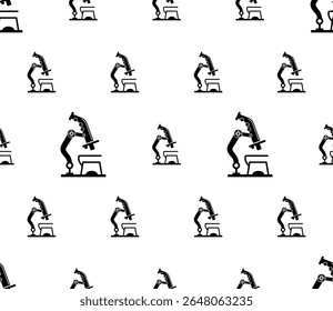 Ícone de microscópio Padrão sem emenda, Lente óptica Ampliação Laboratório Instrumento Vetor Arte Ilustração