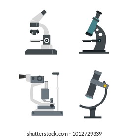 Microscope icon set. Flat set of microscope vector icons for web design isolated on white background