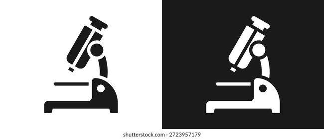Microscópio Ícone Definir Glifo Em Fundo Branco E Preto