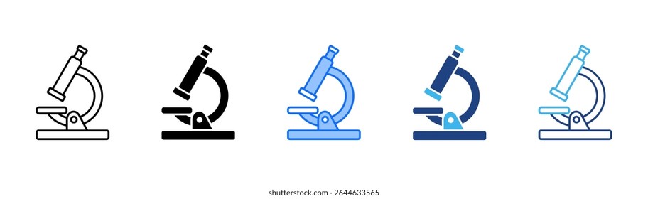 Microscope icon set multiple style collection