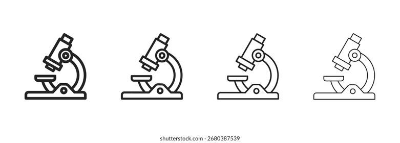 Ícone de microscópio define ilustração de vetor de vários estilos