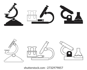 Ícone do microscópio definido no fundo branco