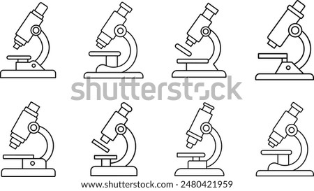 microscope icon set outline on white background
